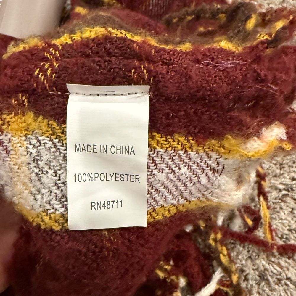 Falls Creek Burgundy and Yellow Infinity Scarf - Picture 3 of 4